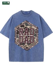 RAD DAD Camo Print Oversized Cotton Tee (Option: Blue-S)