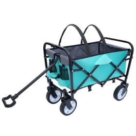 Minimeetall Strap Collapsible Heavy-Duty Utility Wagon With Secure Strapping (Option: Green)