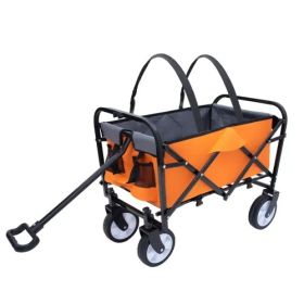 Minimeetall Strap Collapsible Heavy-Duty Utility Wagon With Secure Strapping (Option: Orange)