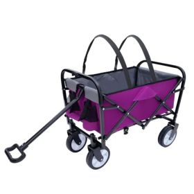 Minimeetall Strap Collapsible Heavy-Duty Utility Wagon With Secure Strapping (Option: Purple)